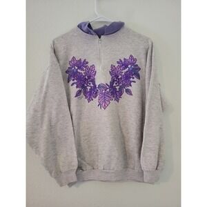 Morning Sun Petite Floral Embroidered Sweatshirt
